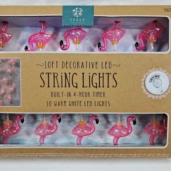 NIB Pink Flamingo 10 ft Decorative Led String Lights (2 boxes total 20ft ) - Picture 4 of 7